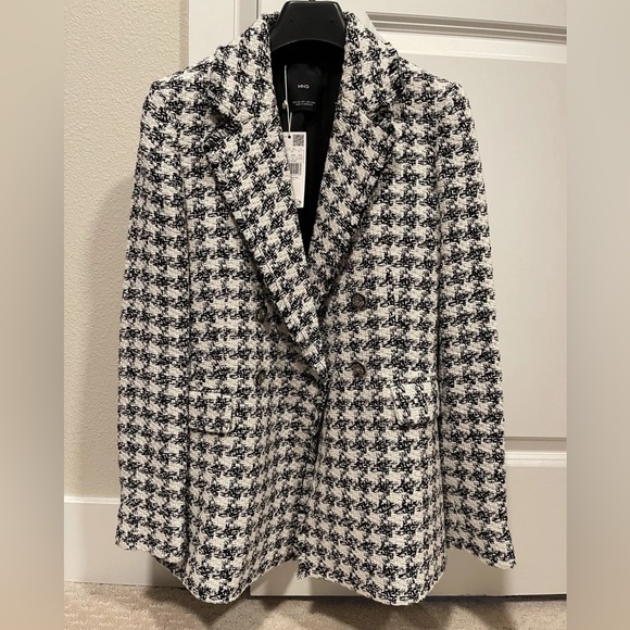 NWT Mango Houndstooth Tweed Blazer XXS - Picture 2 of 8